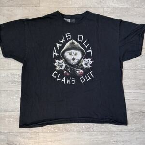 WWE Paws Out Claws Out‎ Natty Cat black short sleeve shirt SIZE XXL